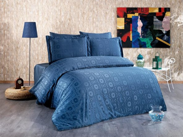Finezza Jardin Bambu Jakar Kumaş İndigo ikili Oksford 60x80cm Yastık Kılıfı-1351 - 6