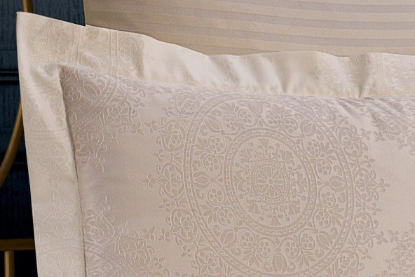 Finezza Tiara Bambu Jakar Kumaş Krem ikili Oksford 60X80cm Yastık Kılıfı - 1355 - 2