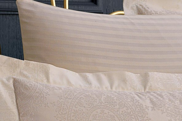 Finezza Tiara Bambu Jakar Kumaş Krem ikili Oksford 60X80cm Yastık Kılıfı - 1355 - 4
