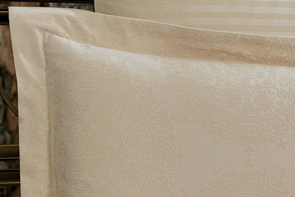 Finezza Tiara Bambu Jakar Kumaş Bej ikili Oksford 60X80cm Yastık Kılıfı - 1356 - 2