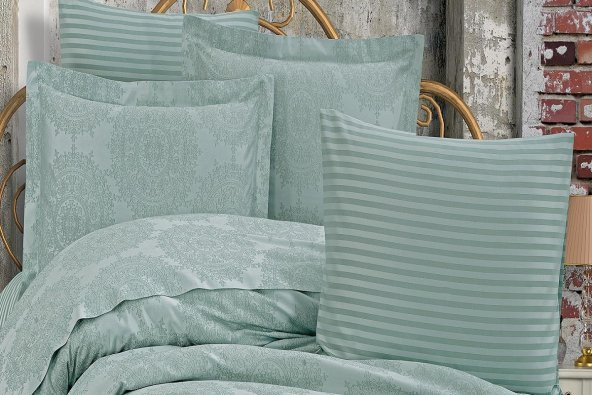 Finezza Tiara Bambu Jakar Kumaş Mint ikili Oksford 60X80cm Yastık Kılıfı - 1359