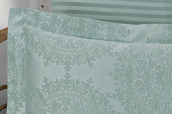 Finezza Tiara Bambu Jakar Kumaş Mint ikili Oksford 60X80cm Yastık Kılıfı - 1359 - 2