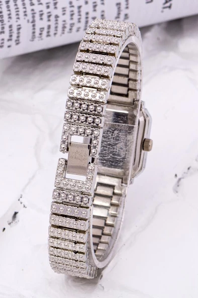 Grasse Serisi Minnak Kare Kadran Roma Rakamlı Gümüş Kadın Kol Saati ST-304236 - Resim 2