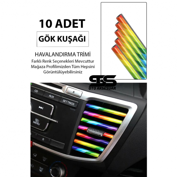 Araç Içi Klima Havalandırma Izgarası Gökkuşağı Trim Seti Film Şerit Havalandırma Izgarası Gökkuşağı Trim Şerit - 2