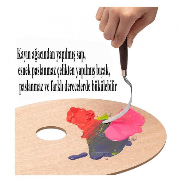 Boyama Spatülü 98 mm 1 Adet Boyama Bıçağı Spatula Palet Bıçağı Paslanmaz Çelik Boya Karıştırma Kazıyıcı Ahşap Saplı 1 Adet - 2