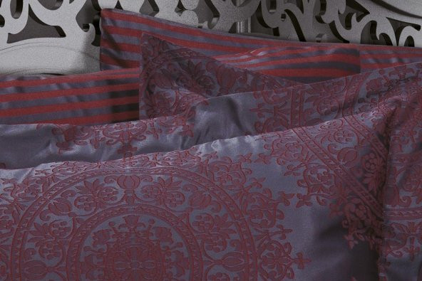 Finezza Tiara Bambu Jakar Kumaş Bordo ikili Oksford 60X80cm Yastık Kılıfı - 1361 - 3