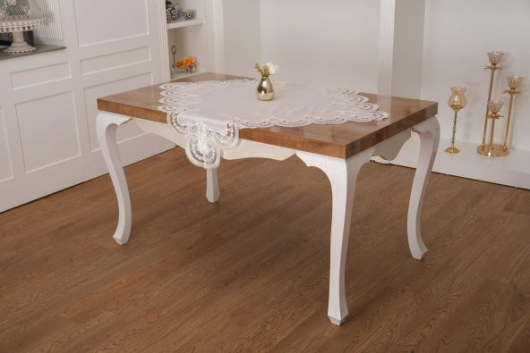 Finezza Viola Lüx Güpürlü Osmanlı İpeği Kumaş Krem Salon Takımı 5 parça  - 1362 - 2