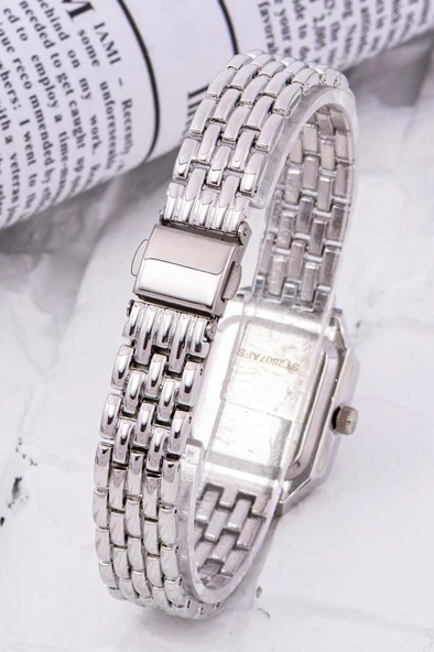 Grasse Serisi Dikdörtgen Kadran Roma Rakamlı Silver Kadın Kol Saati ST-304240 - Resim 2