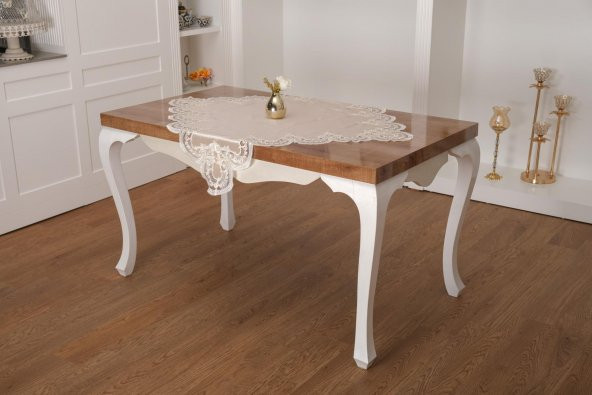 Finezza Viola Lüx Güpürlü Osmanlı İpeği Kumaş Bej Salon Takımı 5 parça - 1363 - 2