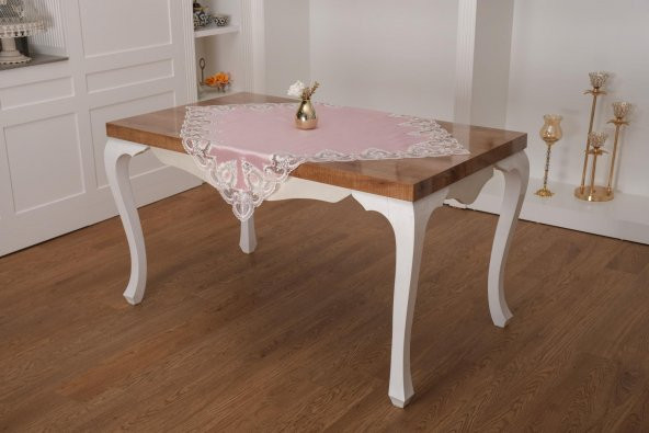 Finezza Viola Lüx Güpürlü Osmanlı İpeği Kumaş Pudra Salon Takımı 5 parça - 1364 - 3
