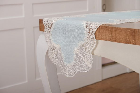 Finezza Nadide Lüx Güpürlü Simli Keten Kumaş Mint Salon Takımı 5 parça - 1366 - 3