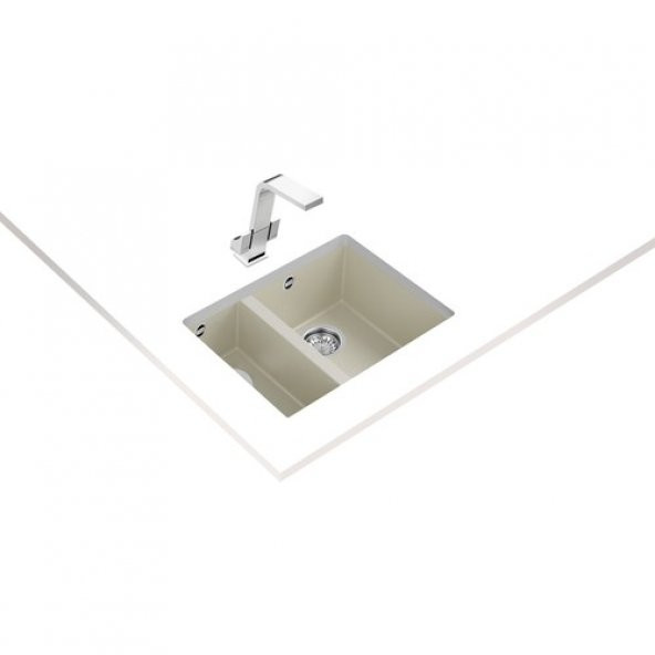 Teka SQUARE 560 TG BRIGHT CREAM Tezgahaltı Granit Eviye Krem 56 cm 115260032 - 2