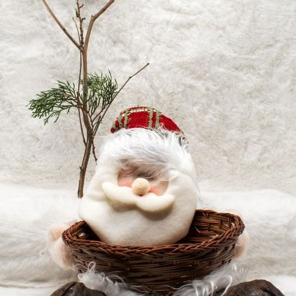 Waldern Luxury Yılbaşı Süsü Dekoratif 17cm Noel Babalı Mini Sepet