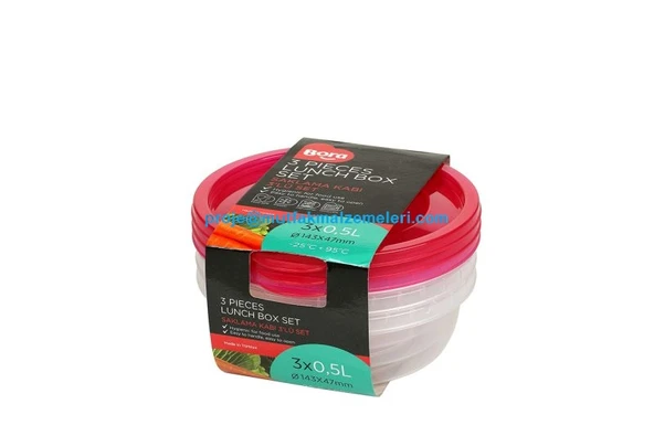 Plastik Saklama Kabı Yuvarlak 3'lü Set 500 ml BO549