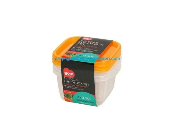 Plastik Saklama Kabı Kare 3'lü Set 500 ml BO546