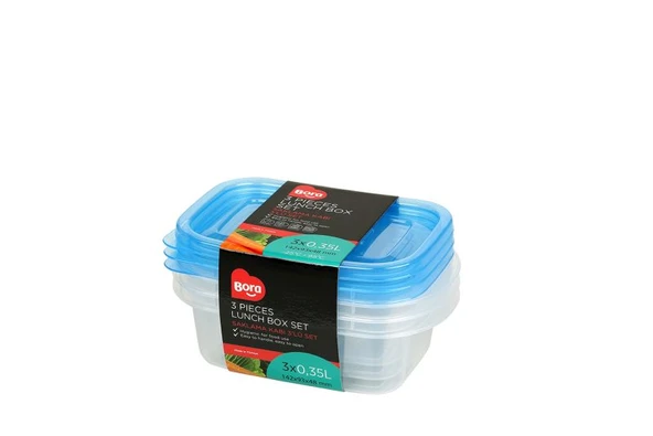 Plastik Saklama Kabı Dikdörtgen 3'lü Set 350 ml BO533 ürün görseli 1