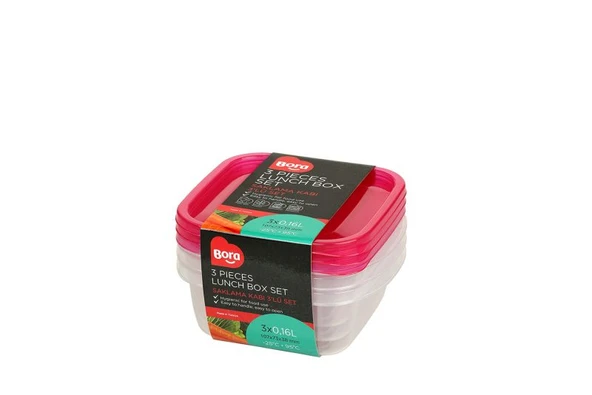 Plastik Saklama Kabı Kare 3'lü Set 350 ml BO545 ürün görseli 1