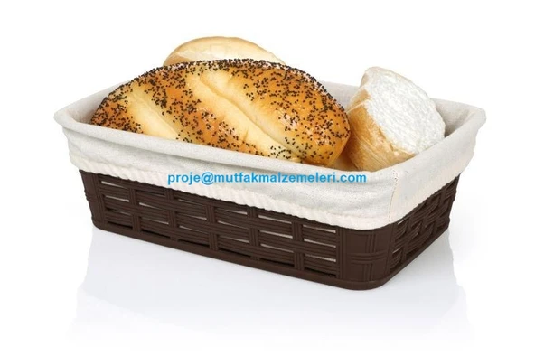 Plastik Hasır Desenli Ekmek Sepeti Köşeli No:1 - Bezli BO672
