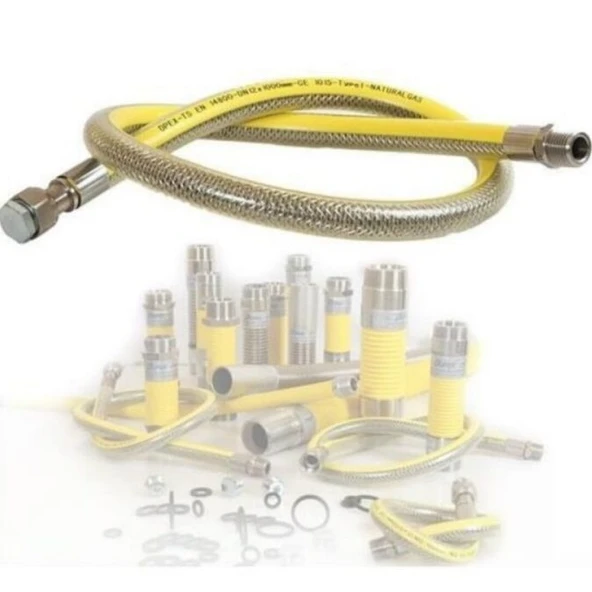 TSE 10380 1.5 Parmak Brülör Yanıcı Kafa Metal Flex Gaz Bağlantı Borusu ürün görseli 1