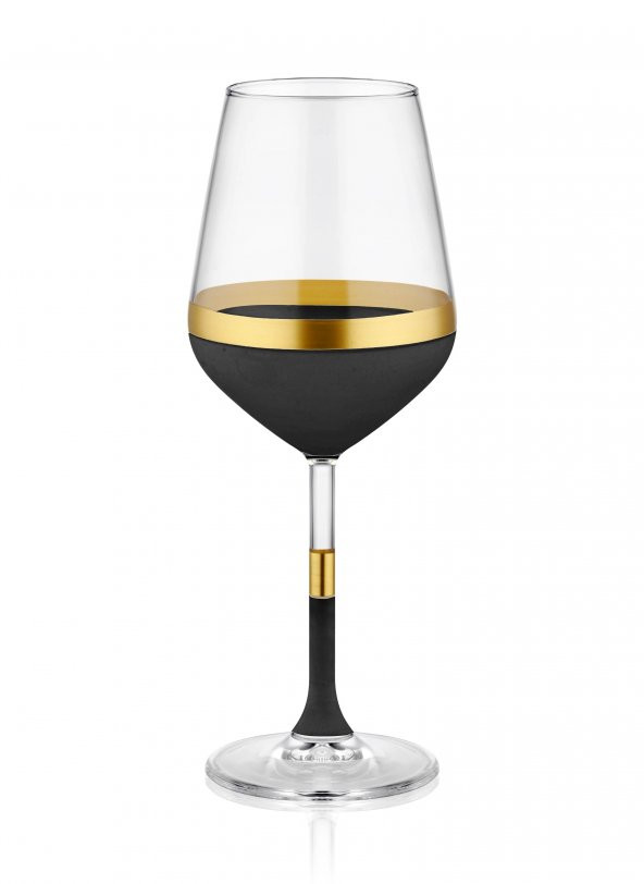 The Mia GLW0001 Glow Şarap Kadehi 6 Lı Set Siyah Gold - 3