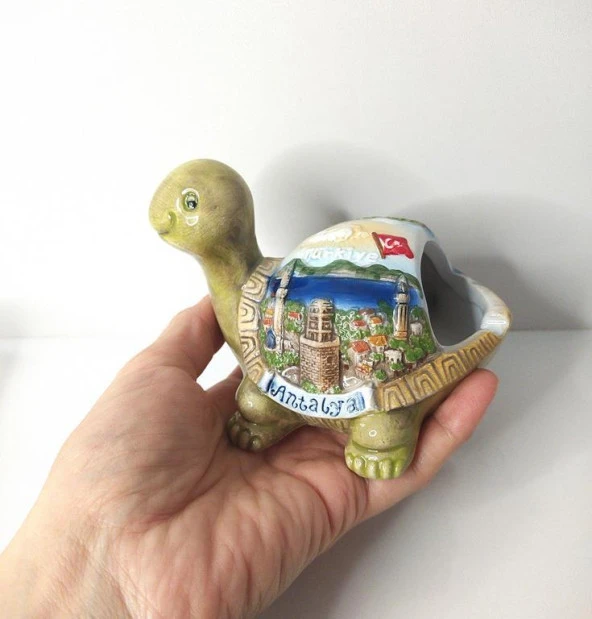 Küllük Kaplumbağa Seramik Antalya Kemer Görselli Kül Tablası - 2