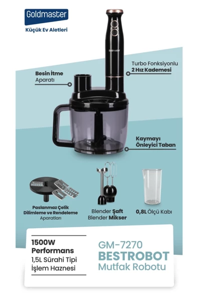 Bestrobot 1500 Watt 5 In 1 Mutfak Robotu Multi Blender Seti Gm7270 - 8