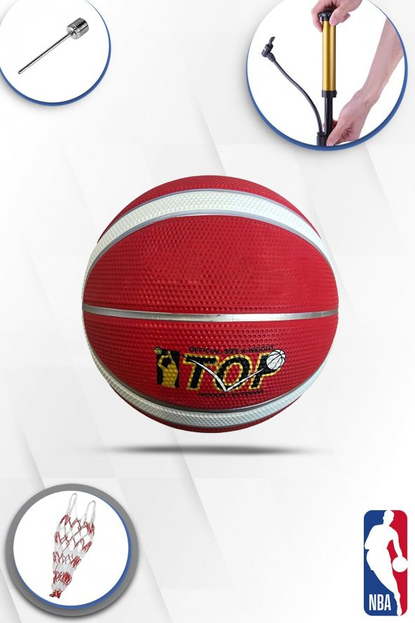 Prof. Maç/Antreman Kaymaz kauçuk iç/dış saha uygun 7 numara Basketbol Topu + File,Şişirme İğnesi,pompa hediyeli