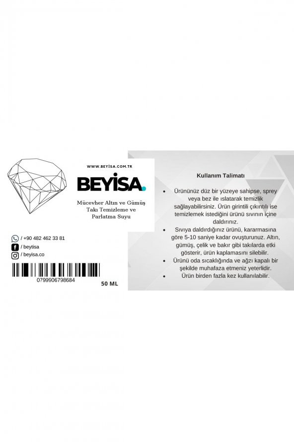 Mücevher Altın ve Gümüş Takı Temizleme ve Parlatma Suyu 50 ml - 2