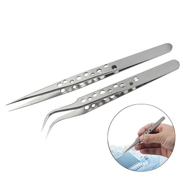 Valkyrie Ipek Kirpik Cımbız Seti Antistatik Paslanmaz Çelik Kargaburun ve Ayırma Cımbız Seti - 5