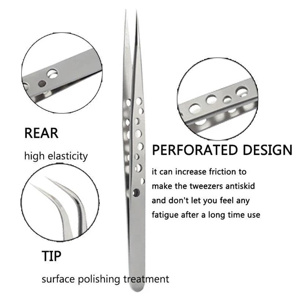 Valkyrie Ipek Kirpik Cımbız Seti Antistatik Paslanmaz Çelik Kargaburun ve Ayırma Cımbız Seti - 4