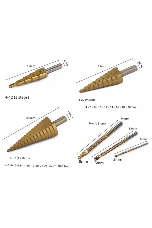 Anadolu Strong Profesyonel Kademeli Matkap Uc Seti Sac Delme SET - 5