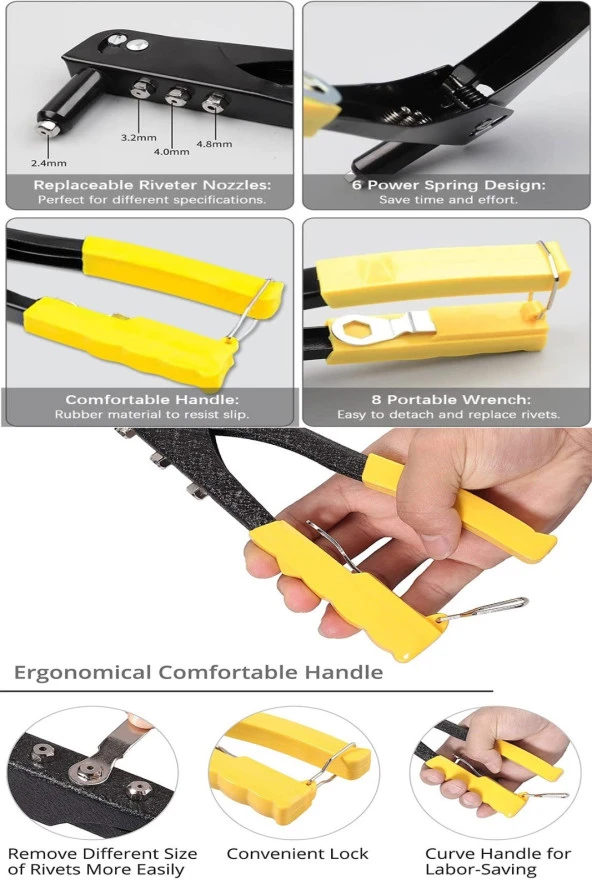 Rowermax El Sıkmalı Perçin Tabancası Araçkoltuk Mobilya Perçin Makinası - 3