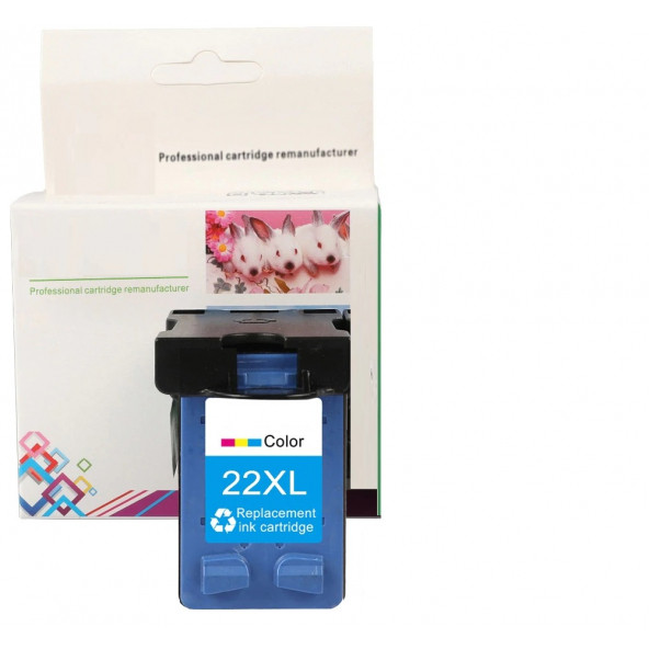 HP 22XL-C9352CE (3940-4355-5610-D1530-D2360-D2460-F2180-F380-F4180-PSC 1410) Muadil Renkli Kartuş