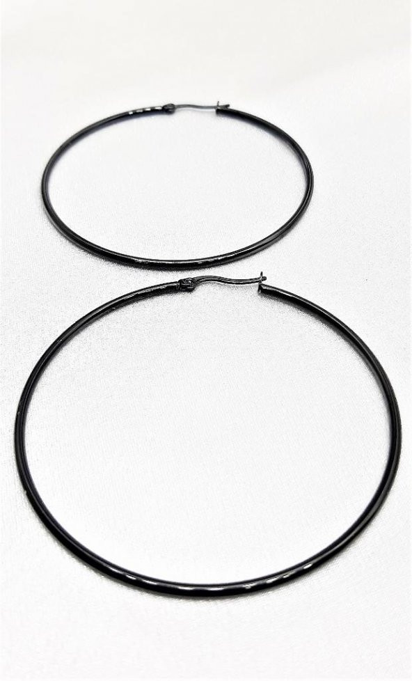 316L CERRAHİ ÇELİK ARKASI KAPALI 60 MM (6CM) SİYAH KAPLAMA VİP SERİ HALKA KÜPE-ÇEHAKÜ14 - 2