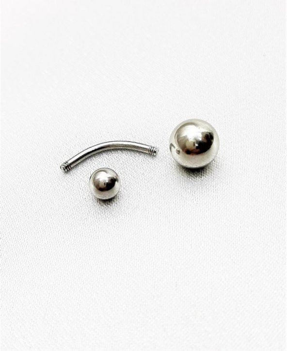 316L CERRAHİ ÇELİK METAL TOP ÇİFT TARAF TOPU ÇIKABİLEN GÖBEK PİERCİNG-GBKPR57 - 5