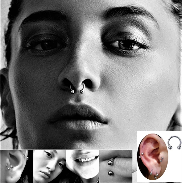 316L CERRAHİ ÇELİK PİERCİNG 10 MM SMİLEY, TRAGUS, DUDAK, KIKIRDAK, TRAGUS, KAŞ, KULAK PİERCİNG-00VP58 - 4