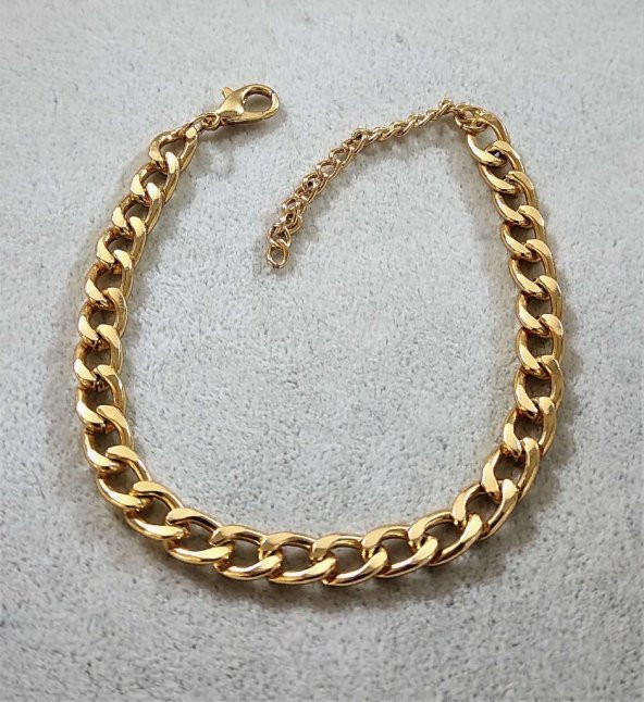 GOLD KAPLAMA 6 MM BAKLAVA ZİNCİR BİLEKLİK -BİLEKLİK52 - 2