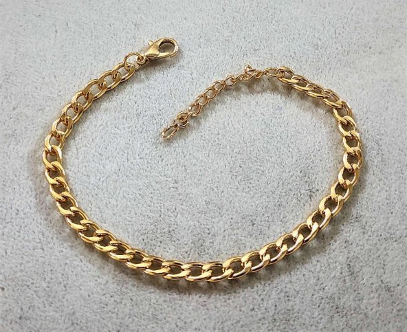 GOLD KAPLAMA 5 MM KLASİK BAKLAVA ZİNCİR BİLEKLİK-BİLEKLİK51 - 2