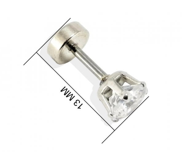 ZİRKON TAŞLI 316L CERRAHİ ÇELİK KIKIRDAK,TRAGUS,KULAK PİERCİNG-00VP04 - 3