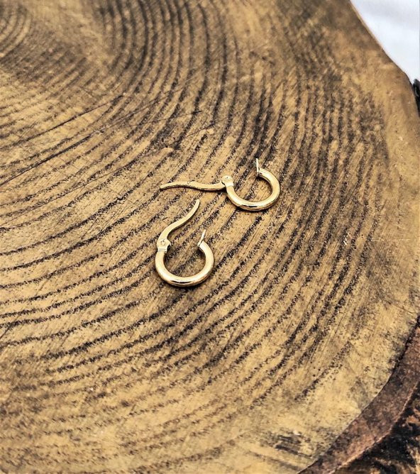 316L CERRAHİ ÇELİK ARKASI KAPALI 10 MM GOLD KAPLAMA VİP SERİ HALKA KÜPE-ÇEHAKÜ26 - 2