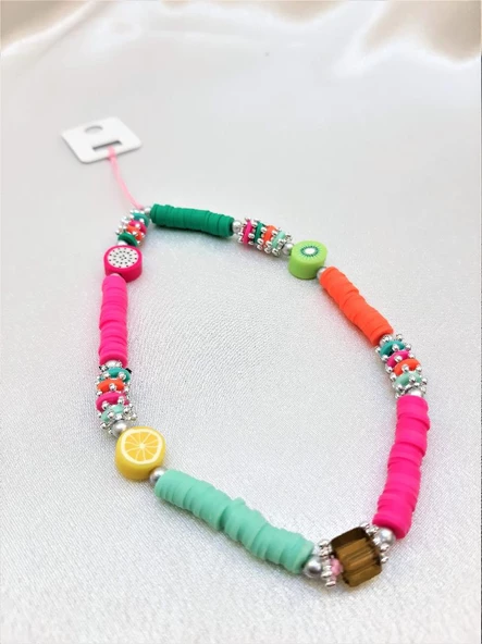 MEYVA FİGÜRLÜ FİMO TAŞLI MAVİ İPLİ TELEFON ASKISI VE CHARM-TEKASK1 - 6