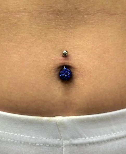 ŞAMBALA HAMUR SWAROVSKİ RENKLİ TAŞ 11 MM GÖBEK PİERCİNG-GBKPR43 - 9