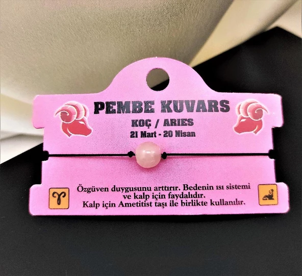 KOÇ BURCU PEMBE KUVARS DOĞALTAŞ MAKROME ÖRGÜLÜ BİLEKLİK-BURÇBİLEKLİK1