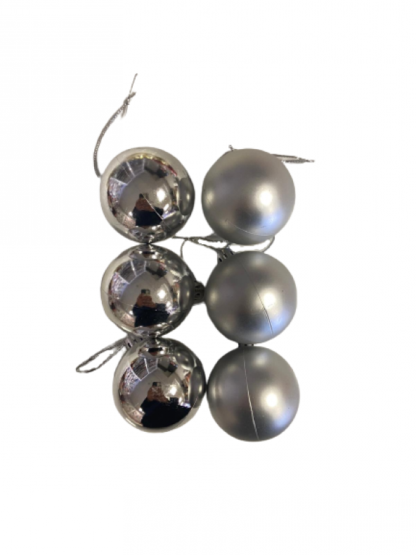 YILBAŞI TOP AĞAÇ SÜSÜ 6LI 5CM GÜMÜŞ - 2