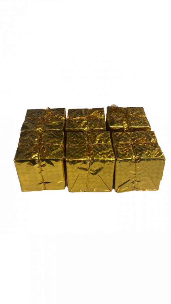 YILBAŞI AĞAÇ SÜSÜ GOLD HEDİYE PAKETİ 6LI 6 CM - 2