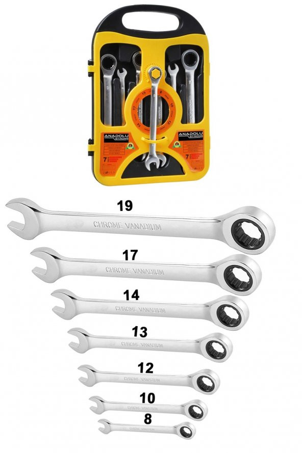 Anadolu Strong Profosyonel 7li Cırcır Anahtar Seti