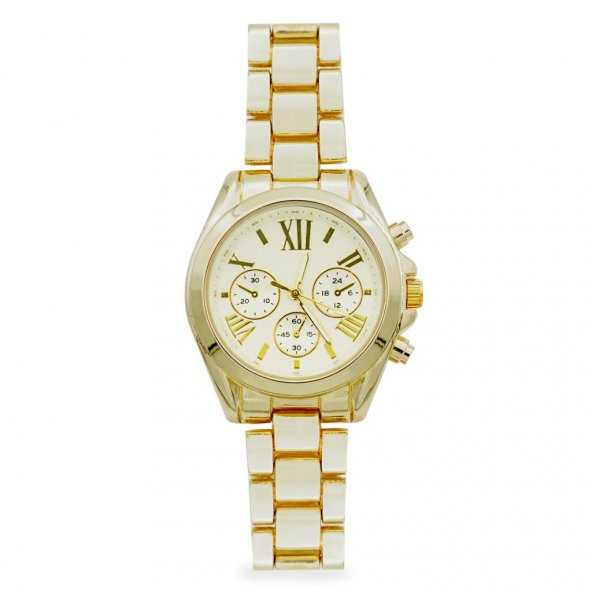 Kadran Tasarımlı Metal Full Altın Kadın Kol Saati ürün görseli 1