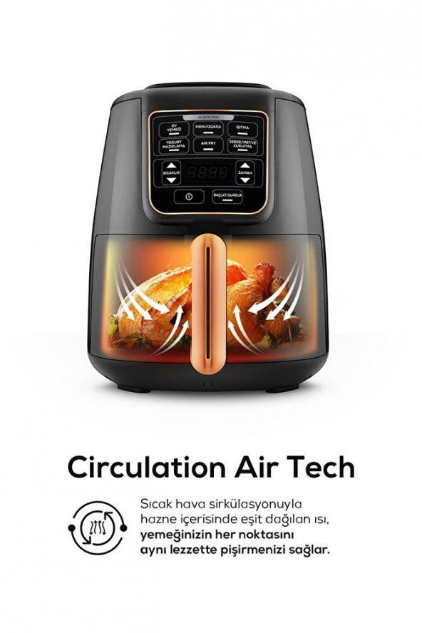 Karaca Air Pro Cook Xl 2 In 1 Konuşan Airfryer Black Cooper - 2