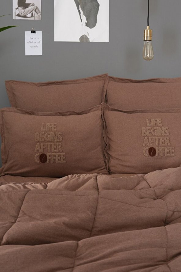 Motto Cotton Comfort Çift Kişilik Kahve - 3