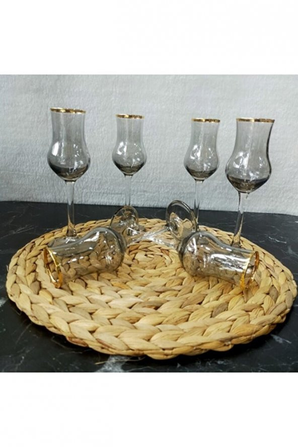 Grappa 6 Kişilik Kahve Yanı Cam Su Bardağı Seti  Çeyizlik Set Kadeh  Şampanya Kadehi Şarap Kadehi - 2